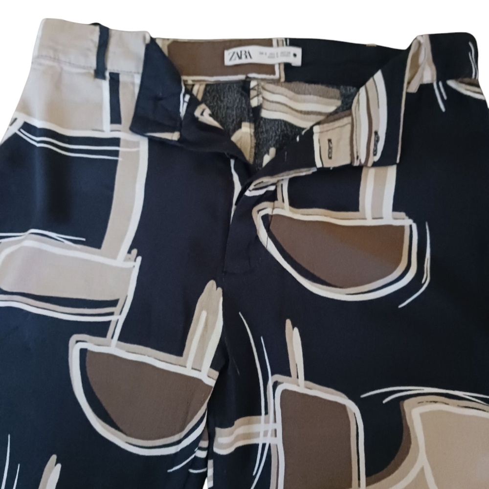 Zara Abstract Black and Tan Trousers